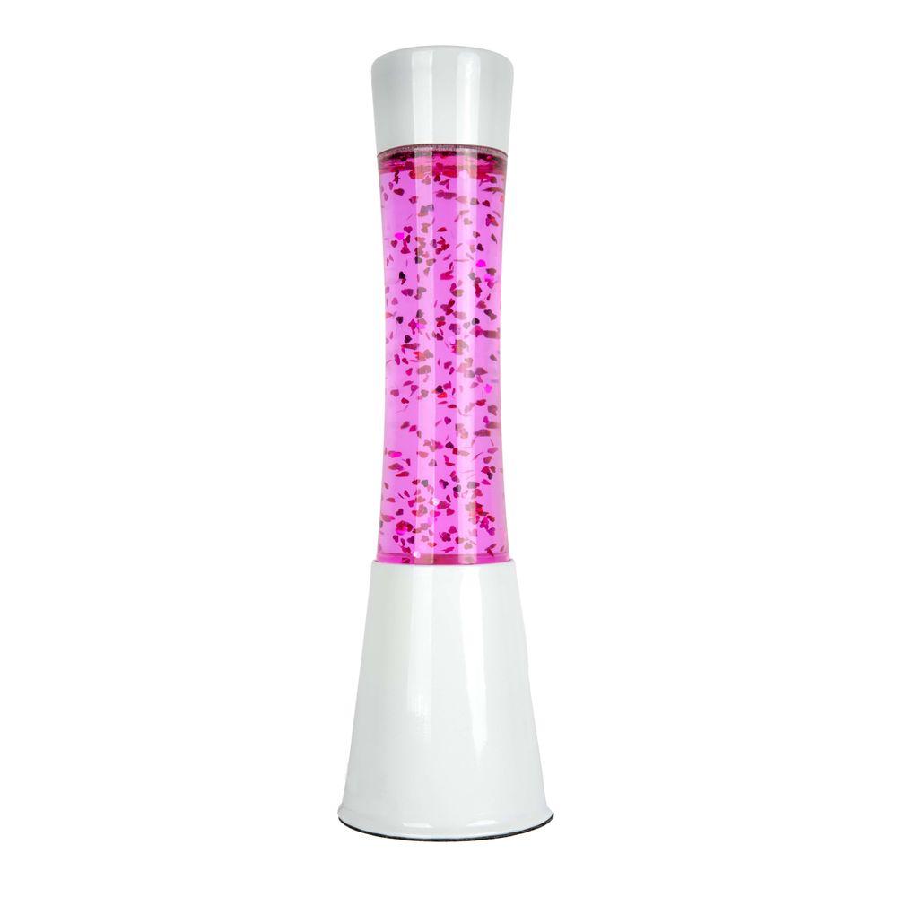 Desk lamps - Lava Lamp "tower" - White base and glitter hearts - FISURA