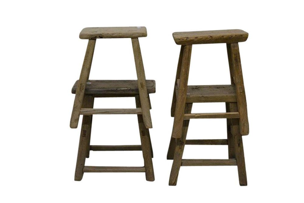 Stools - Old rectangular stool - PAGODA INTERNATIONAL