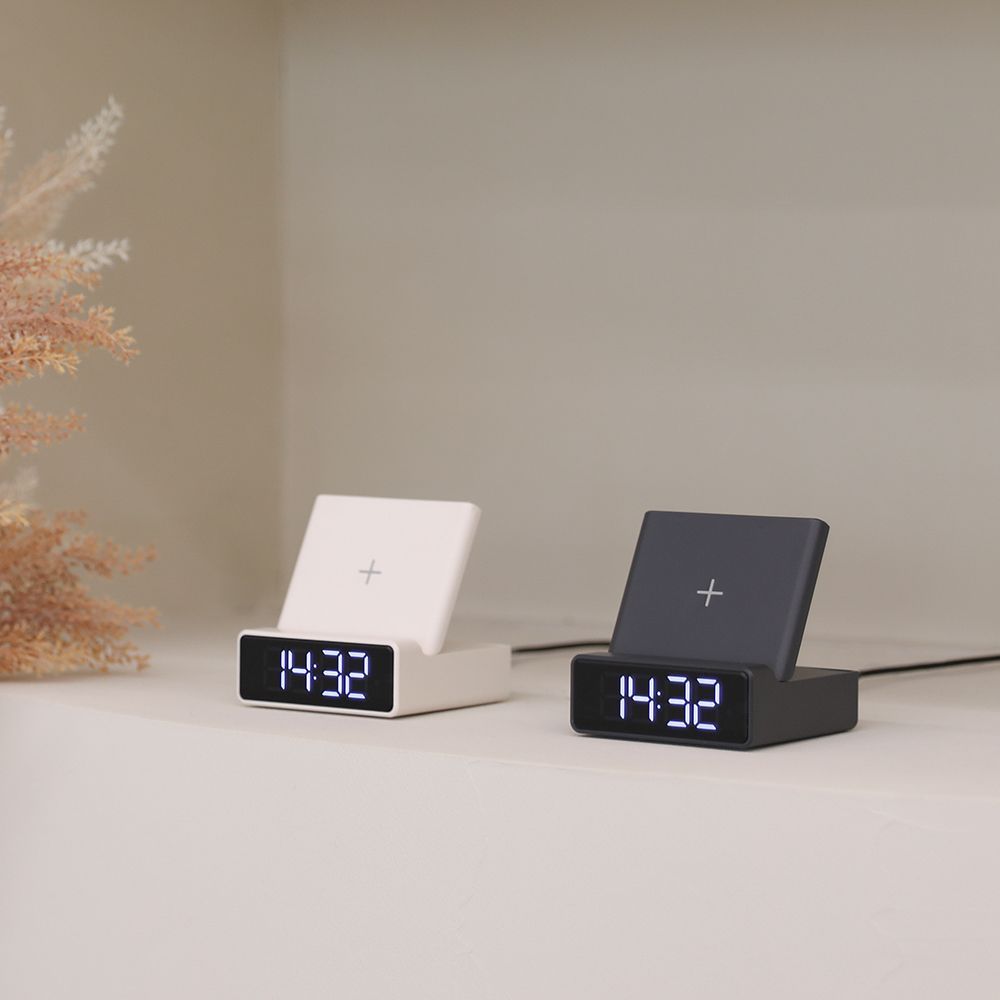 Clocks - Mooas 15W Mini Square Wireless Charging Stand Alarm Clock - MOOAS INC.