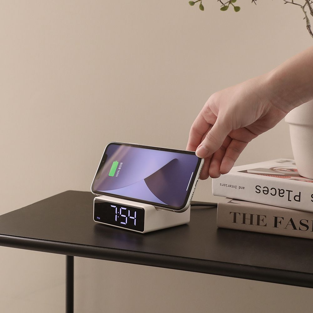 Clocks - Mooas 15W Mini Square Wireless Charging Stand Alarm Clock - MOOAS INC.