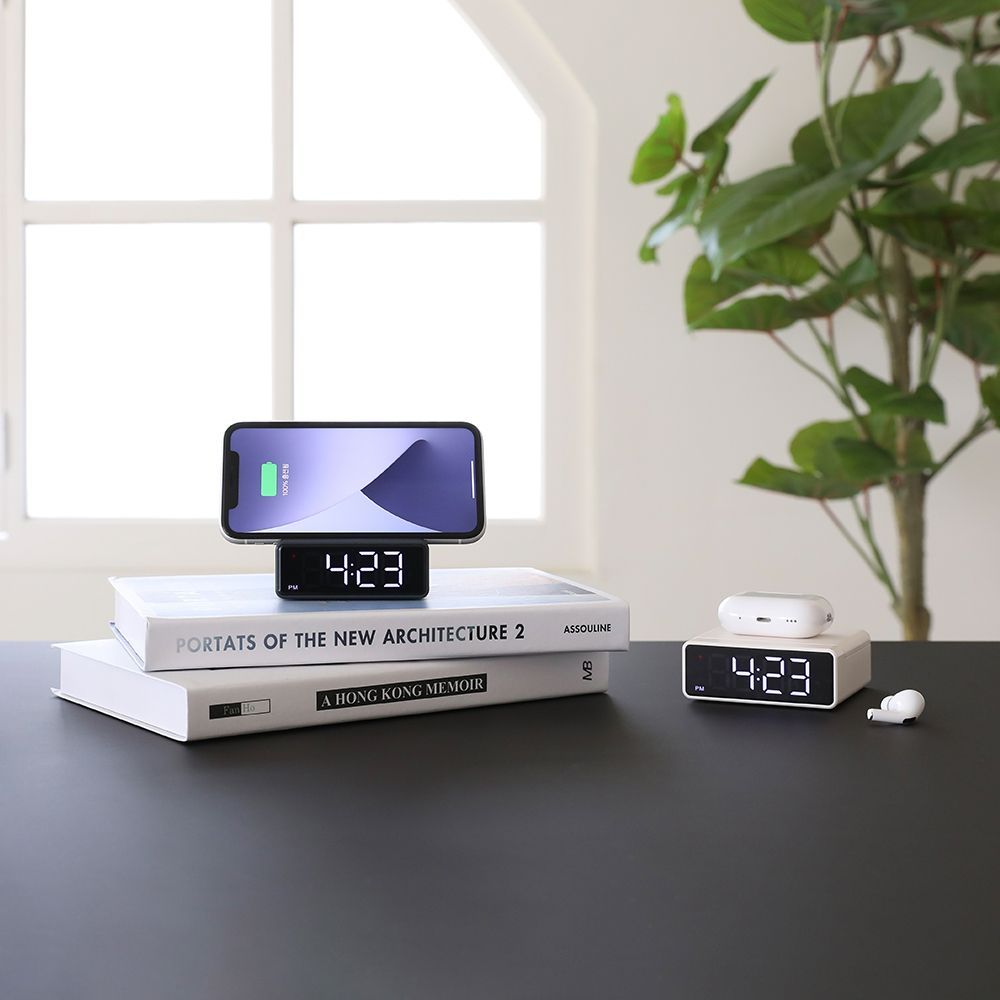 Clocks - Mooas 15W Mini Square Wireless Charging Stand Alarm Clock - MOOAS INC.