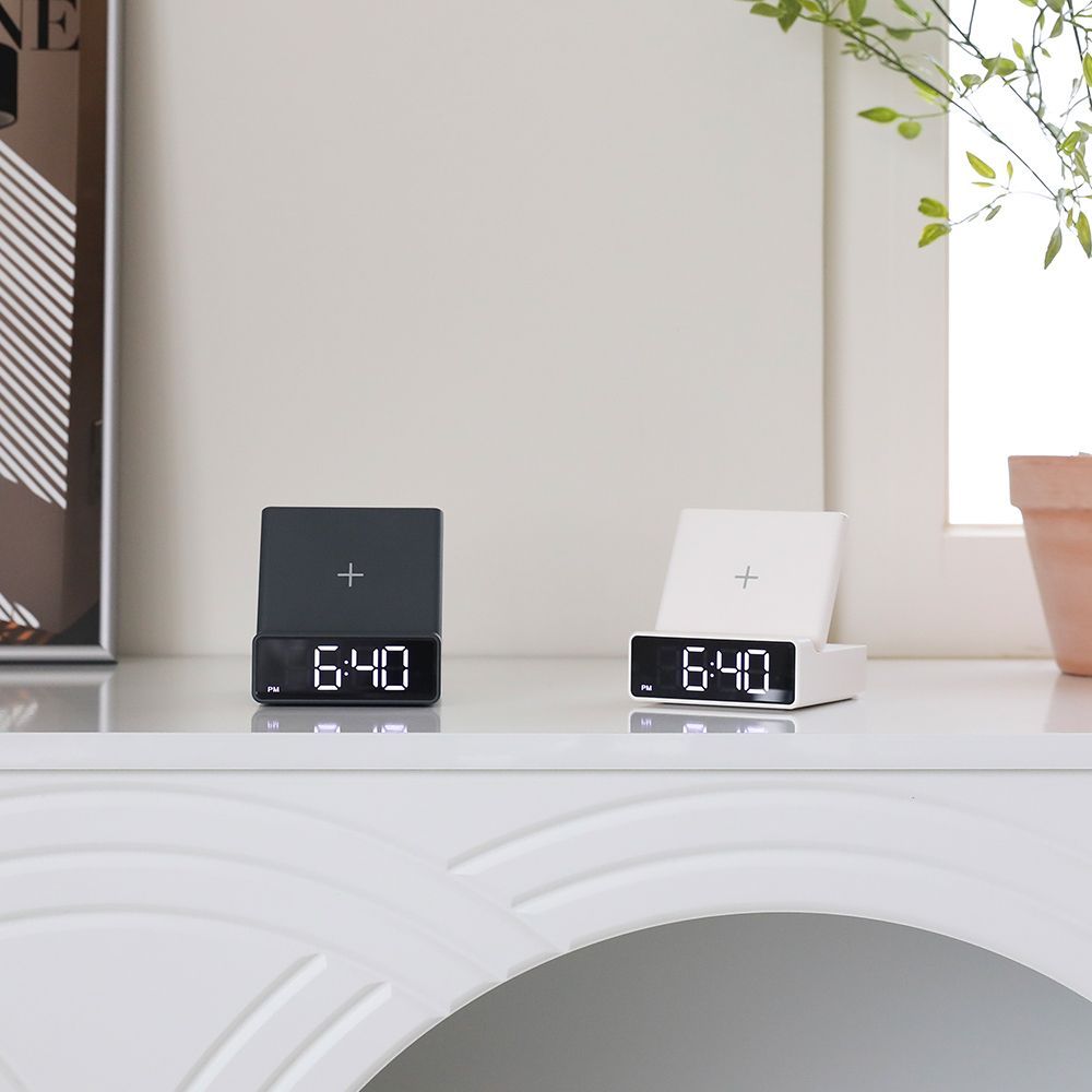 Clocks - Mooas 15W Mini Square Wireless Charging Stand Alarm Clock - MOOAS INC.