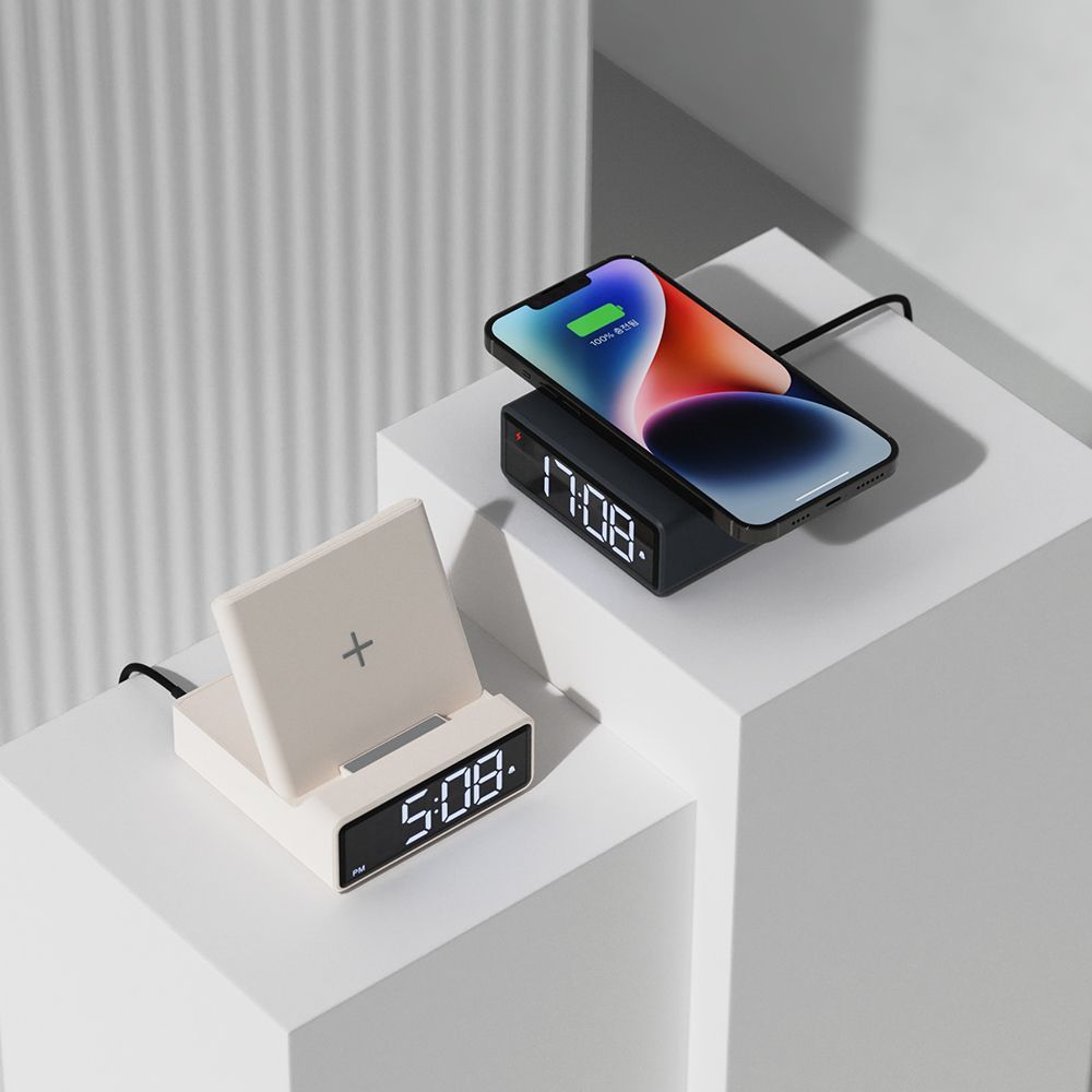 Clocks - Mooas 15W Mini Square Wireless Charging Stand Alarm Clock - MOOAS INC.