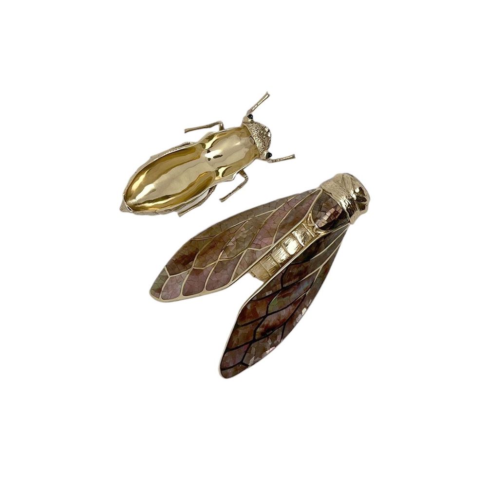 Objets de décoration - Boite Cigale Nacre naturelle & laiton recyclé - WILD BY MOSAIC