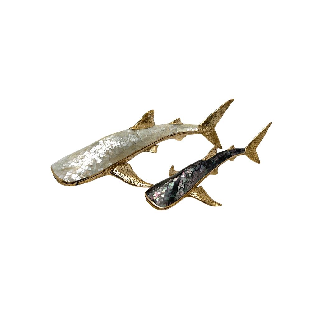 Decorative objects - Mother of pearl and recycled brass whale shark box - WILD BY MOSAIC