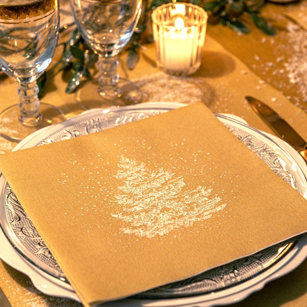 Serviettes - Sapin roi des forêts or - FRANÇOISE PAVIOT