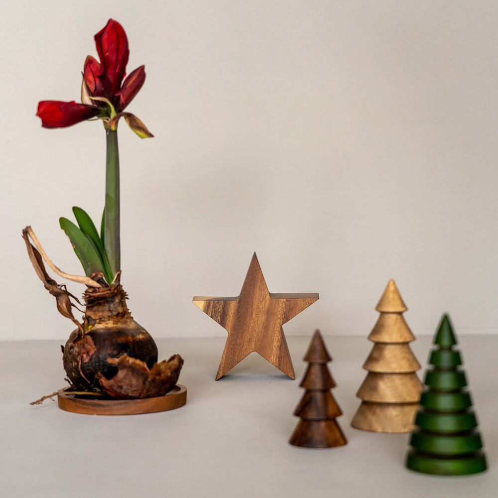 Candlesticks and candle holders - Wooden Xmas decoration and trees candleholders - KINTA