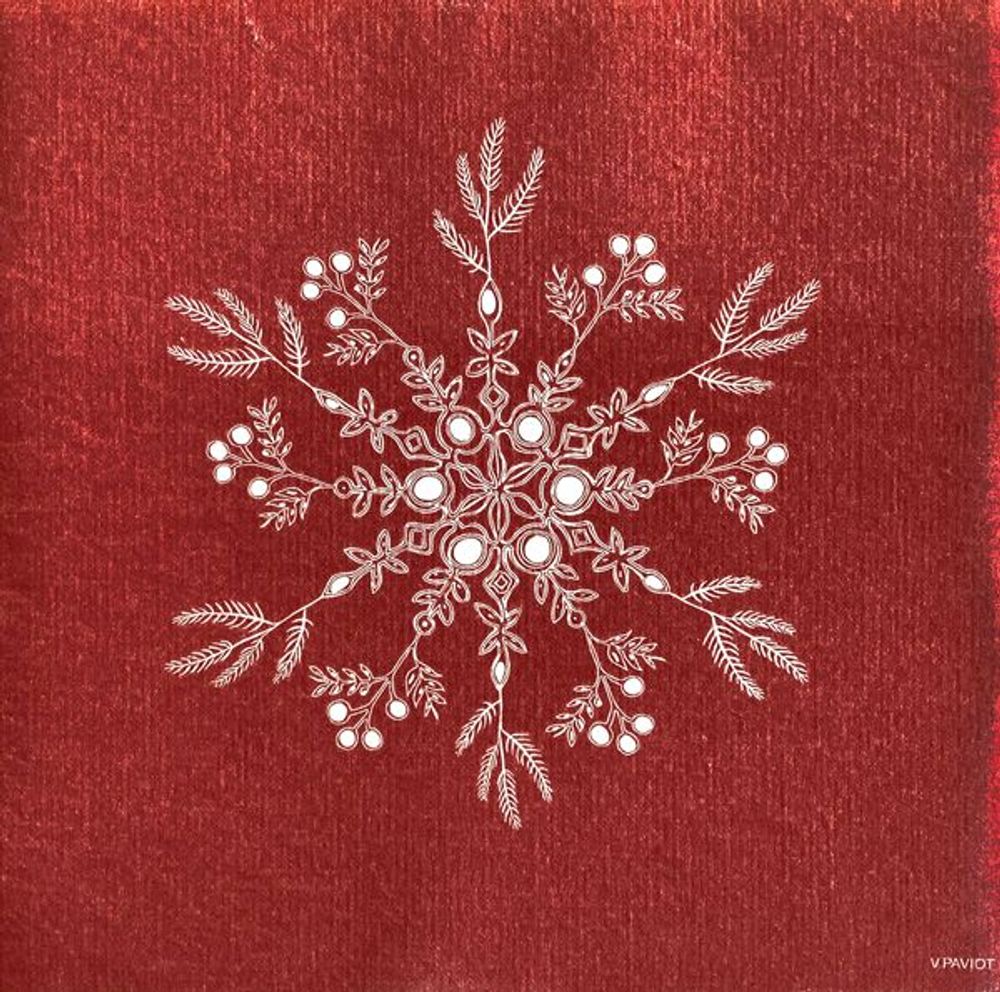 Napkins - Red snowflower - FRANÇOISE PAVIOT