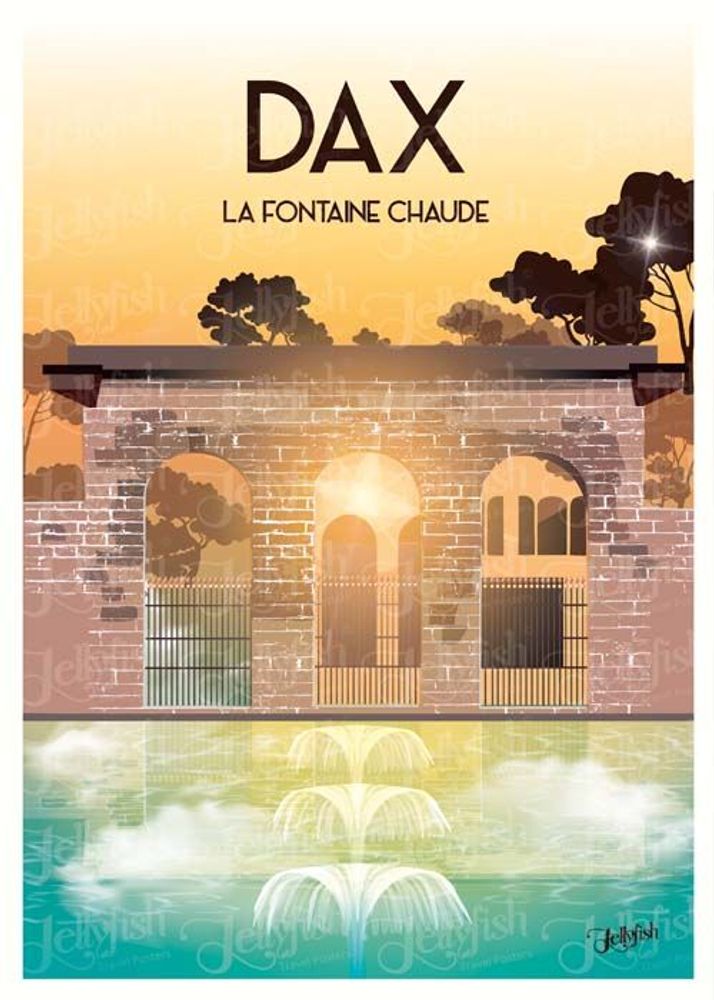 Affiches - AFFICHE DAX - FONTAINE CHAUDE 50x70cm - JELLYFISH-TRAVELPOSTER