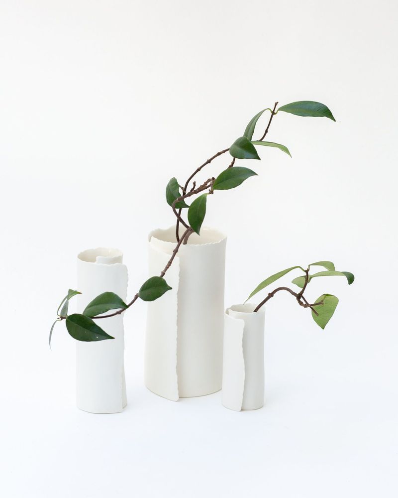 Vases - ARK 4 White vase biscuit porcelain H=19cm, D=9,5cm - YLVAYA DESIGN