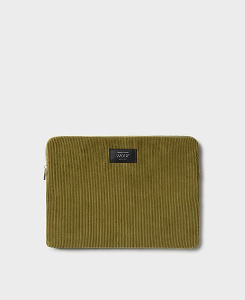 Travel accessories - Olive Corduroy Laptop Sleeve ♻️ - WOUF