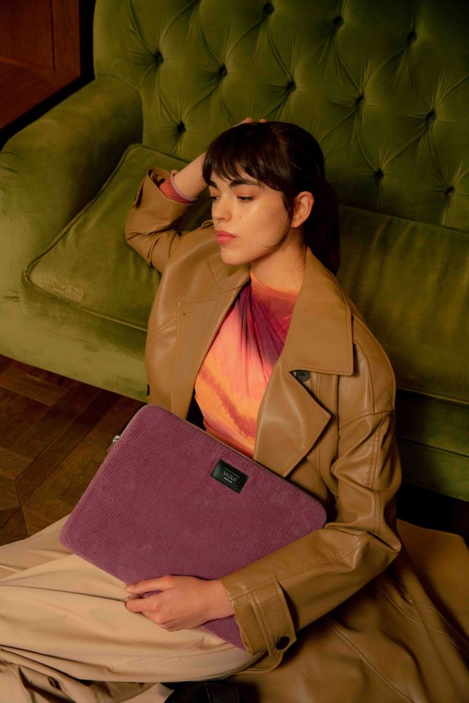 Sets de bureaux  - Housse pour ordinateur portable en velours côtelé Mauve ♻️ - WOUF