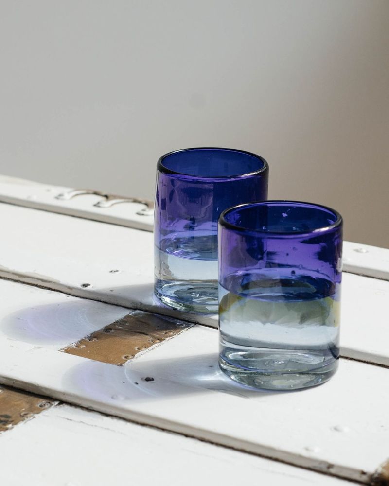 Cristallerie - Verre à l'ancienne bleu cobalt - MAAKO