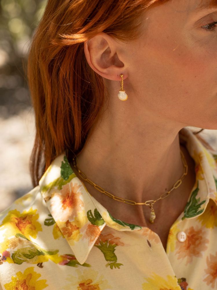 Jewelry - White shell mini earring - Poésie - NACH
