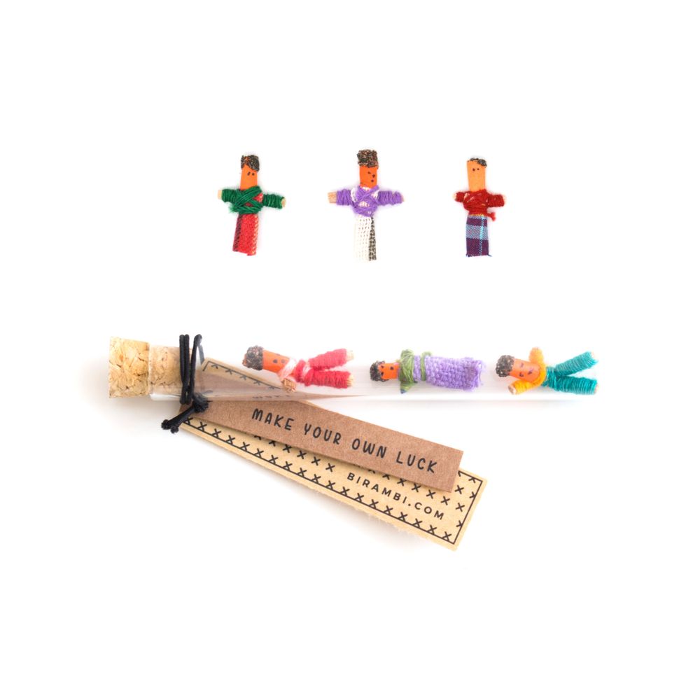 Card shop - Lucky Dolls - Message in a Bottle - Gift - Lucky Gift - Good Luck - Handmade Dolls - Thoughtful Gesture - Keepsake - Good Luck Card - Guatemala - Succes - Small gift - BIRAMBI