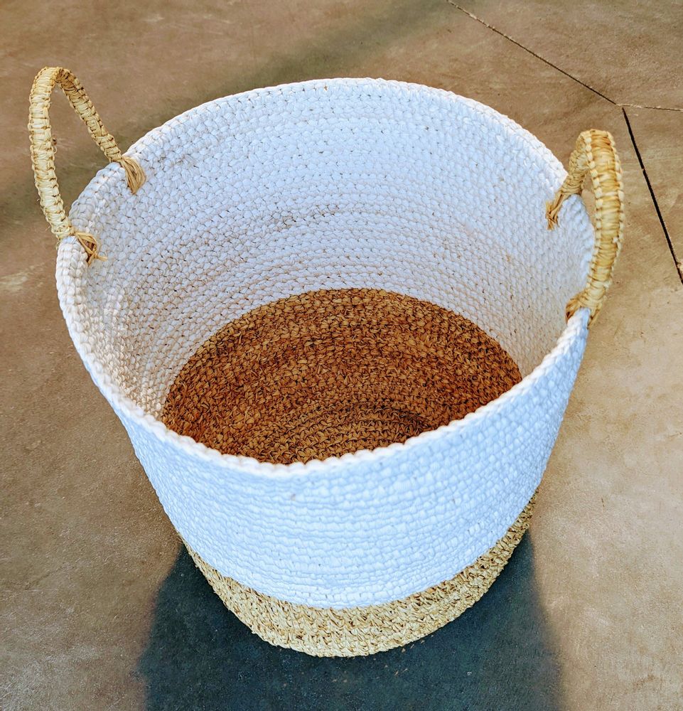 Corbeilles - Set de 3 paniers en sisal et agel (blanc et naturel -Bali) - PPSAS3 - BALINAISA