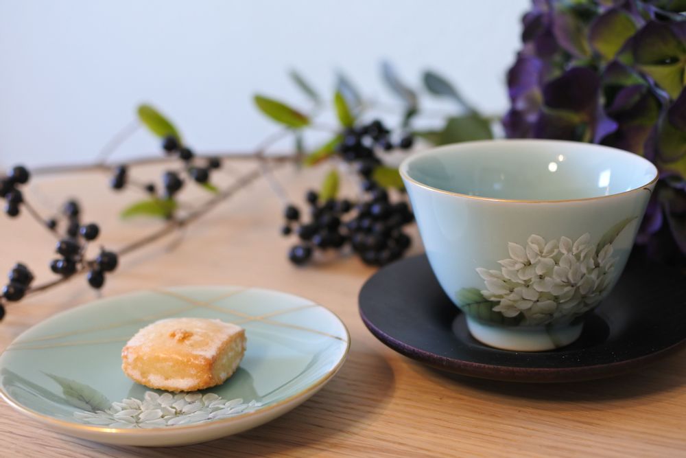 Accessoires thé et café - Hortensia céladon, bol à thé - YUKO KIKUCHI