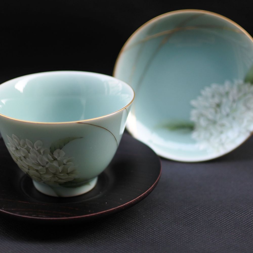 Accessoires thé et café - Hortensia céladon, bol à thé - YUKO KIKUCHI