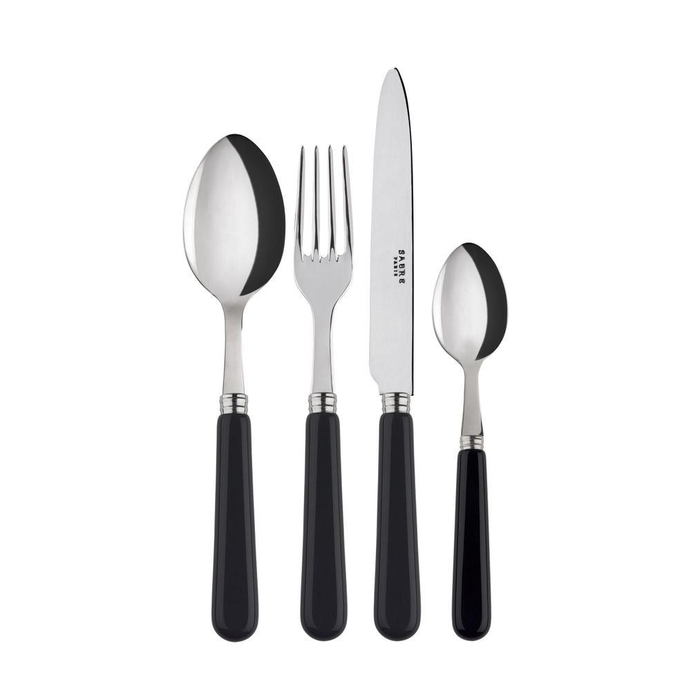 Ménagères - Set de 4 couverts de table - Pop uni noir - SABRE PARIS