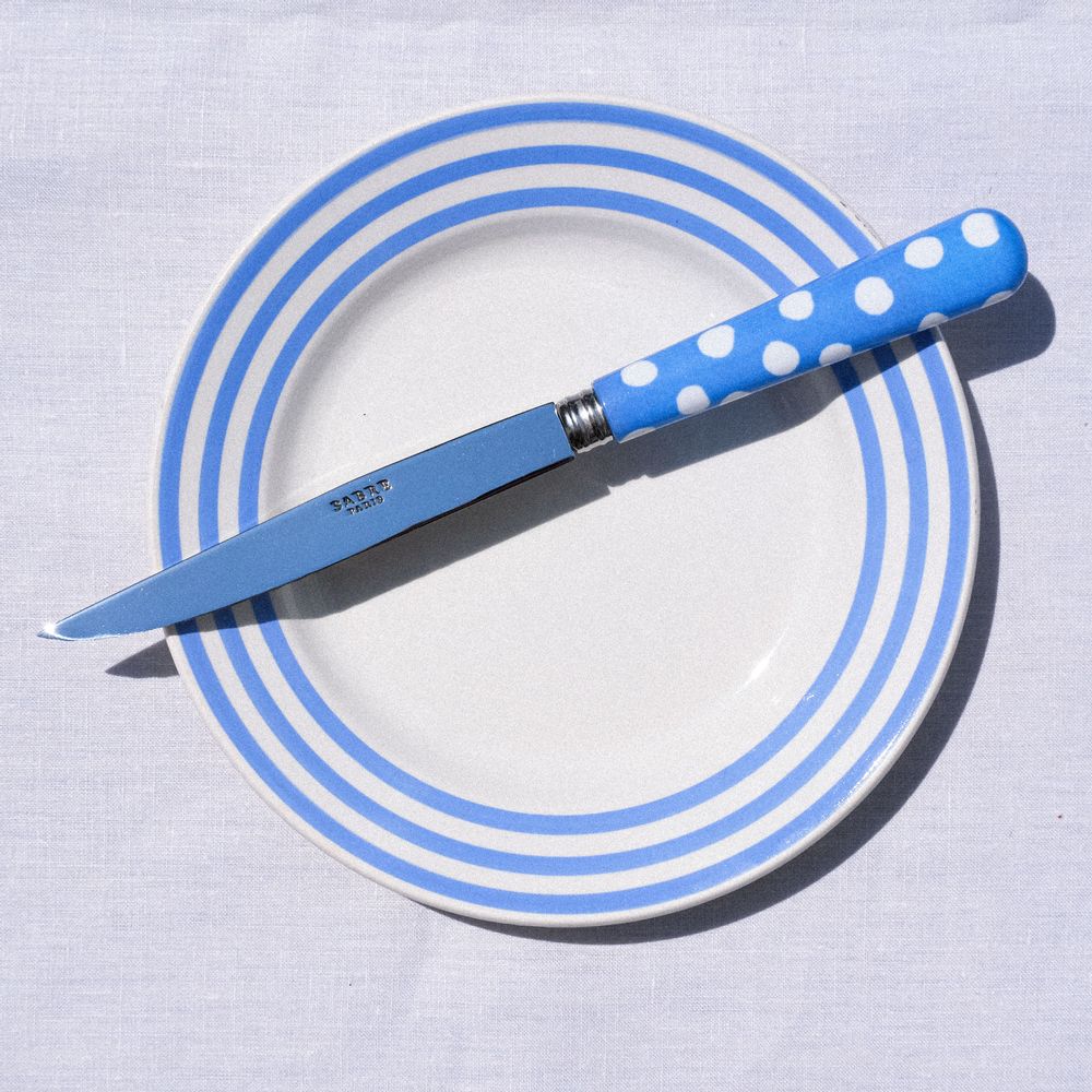 Ménagères - Set de 4 couverts de table - Pois blancs, Bleu clair - SABRE PARIS