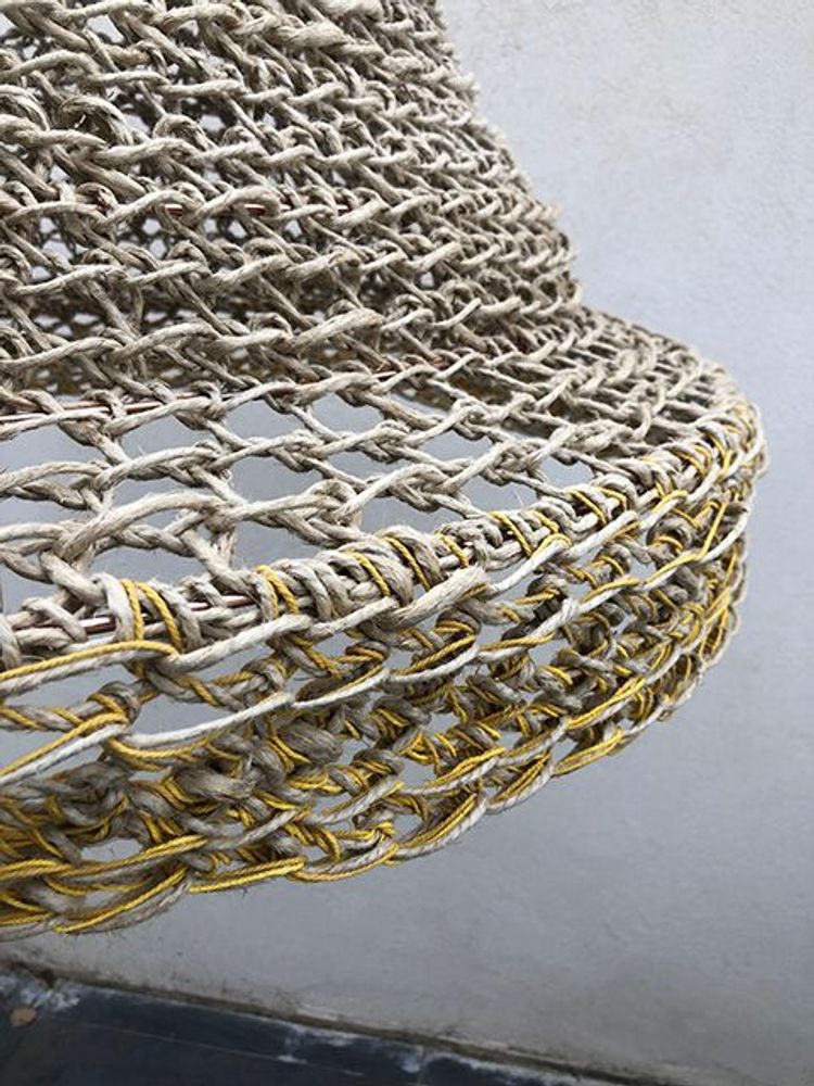 Office design and planning - GOLDEN light made of large hemp rope Height 80 cm Diameter 85cm delivered with frame - ADELE VAHN