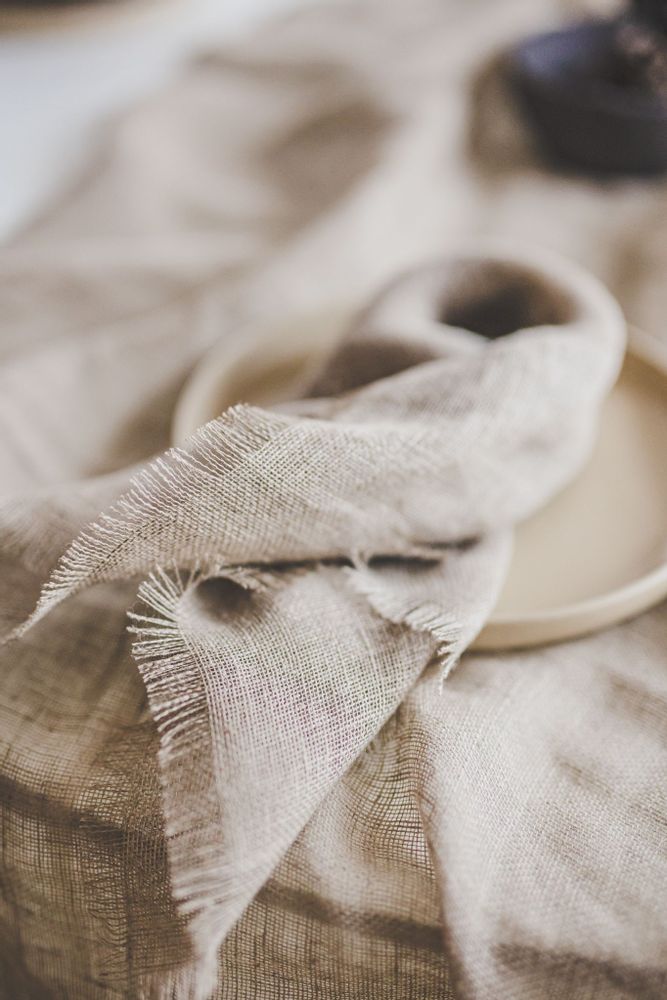 Napkins - Sheer Linen Napkins Set Raw Edge - EPIC LINEN