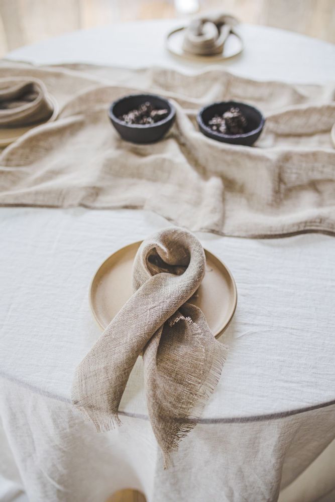 Napkins - Sheer Linen Napkins Set Raw Edge - EPIC LINEN