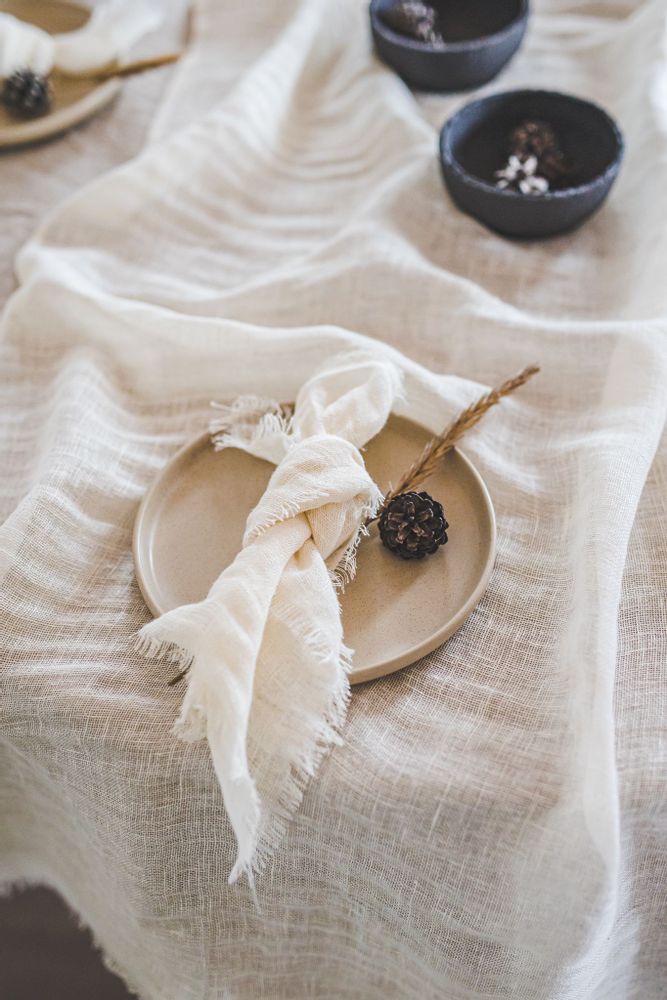 Napkins - Sheer Linen Napkins Set Raw Edge - EPIC LINEN