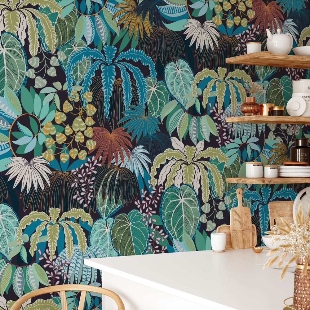 Papiers peints - Papier peint plantes grimpantes et feuilles tropicales - Rainforest - LA TOUCHE ORIGINALE