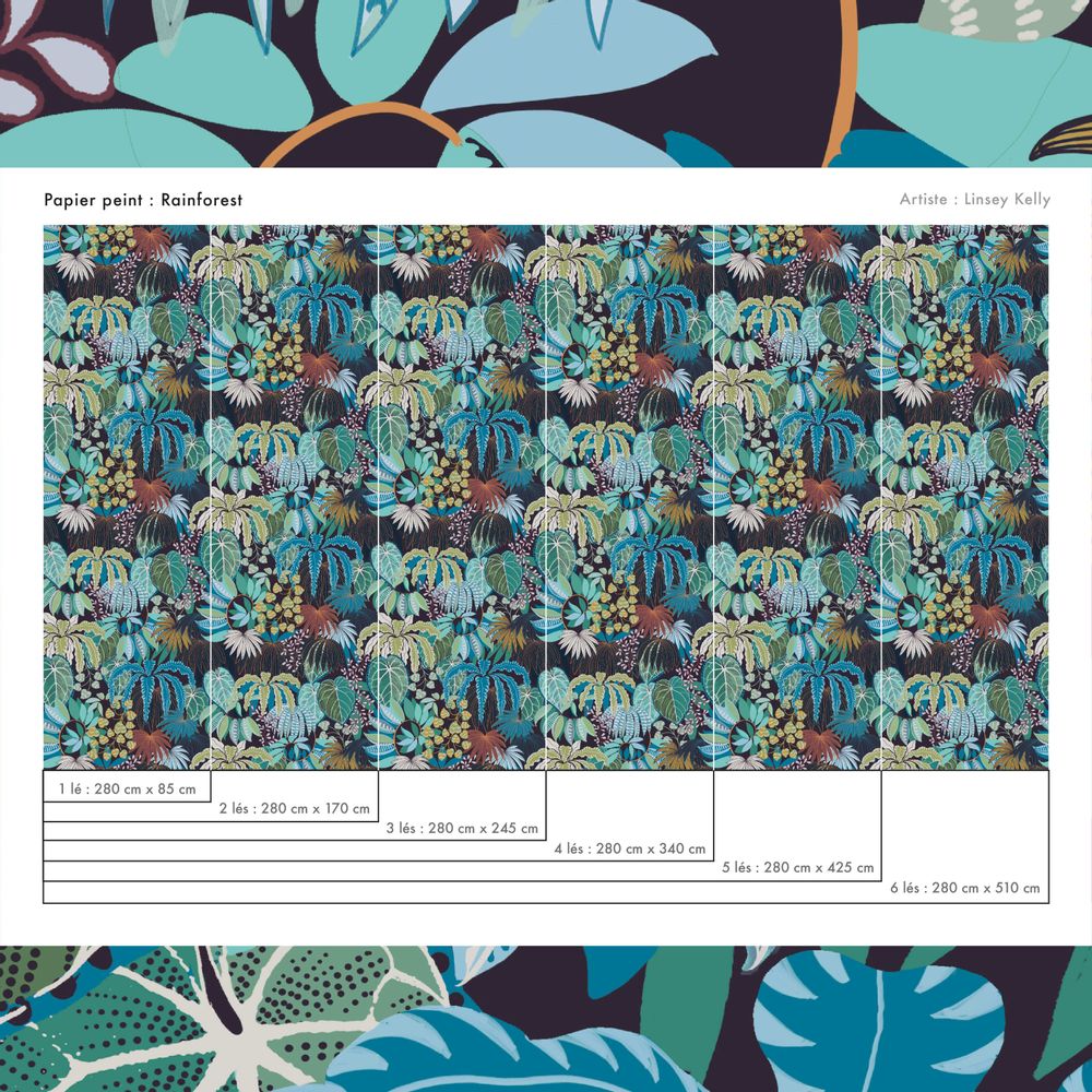 Papiers peints - Papier peint plantes grimpantes et feuilles tropicales - Rainforest - LA TOUCHE ORIGINALE
