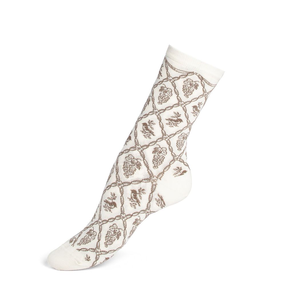 Chaussettes - Les Mésanges écru - taupe - MAISON BROUSSAUD