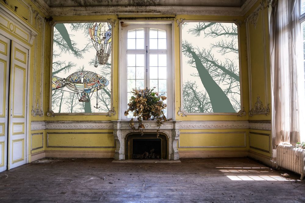Papiers peints - Décor mural / papier peint sur-mesure "Vol en forêt " - CHARLOTTE MASSIP
