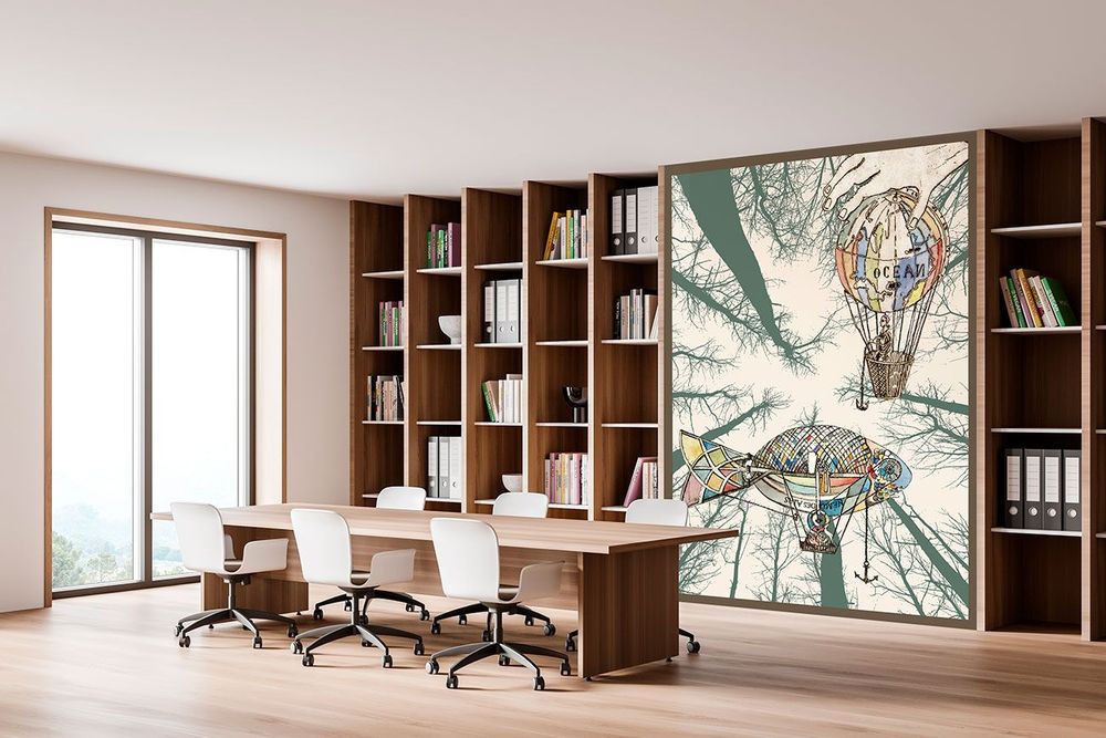 Papiers peints - Décor mural / papier peint sur-mesure "Vol en forêt " - CHARLOTTE MASSIP