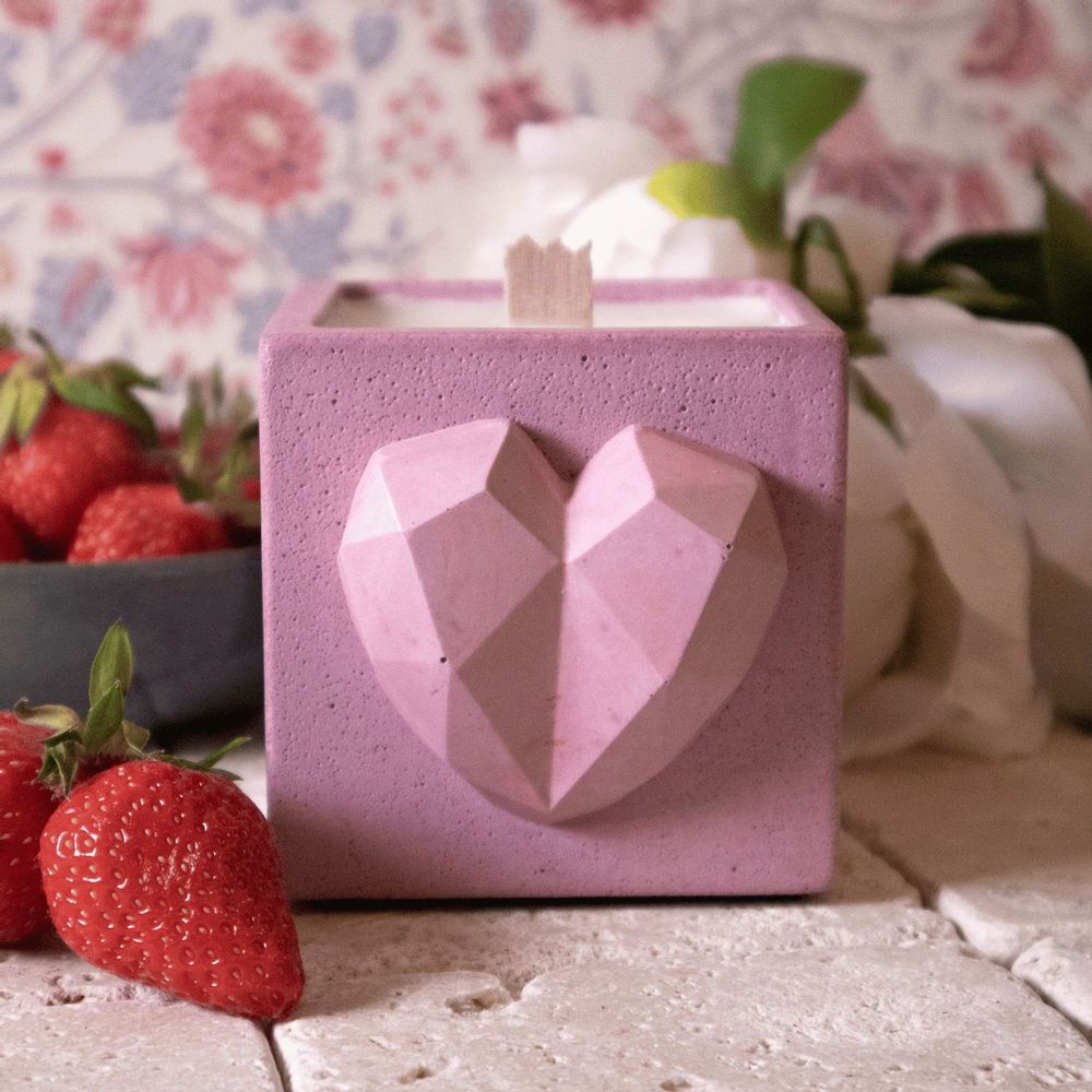 Cadeaux - Bougie en béton coloré - LOVE - JUNNY