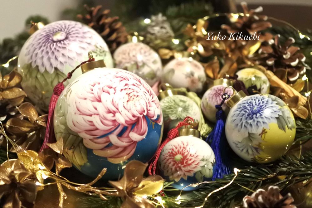 Christmas garlands and baubles - Christmas ornament Pink x Dresden Blue - YUKO KIKUCHI