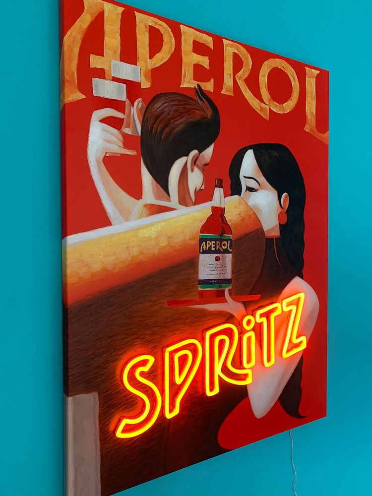 Paintings - 'Spritz' Wall Artwork with LED Neon - STANDARD - LOCOMOCEAN