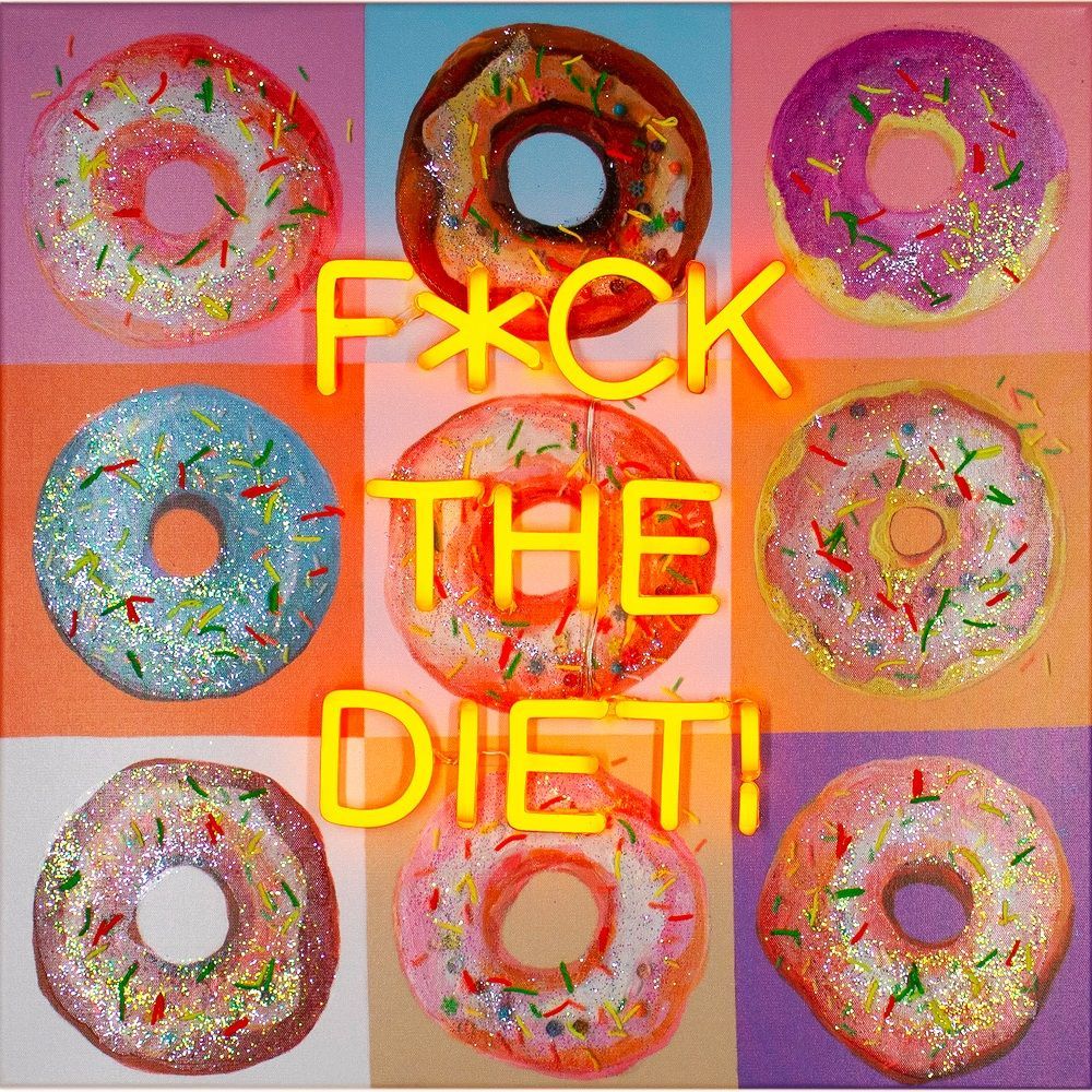 Paintings - 'F the Diet' Wall Artwork with LED Neon - STANDARD - LOCOMOCEAN