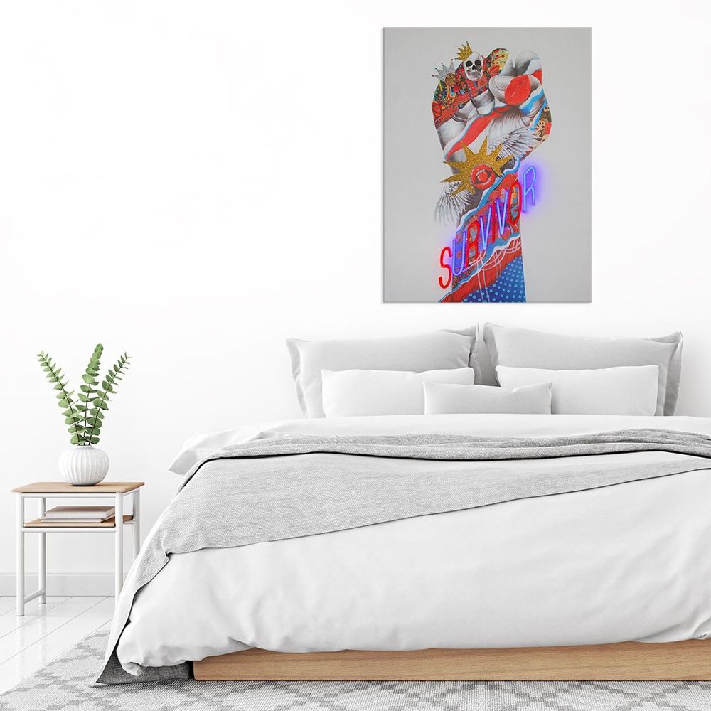 Paintings - 'Survivor' Wall Artwork with LED Neon - STANDARD - LOCOMOCEAN