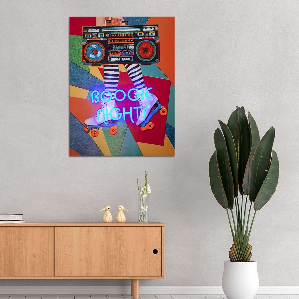 Paintings - 'Boogie Nights' Wall Artwork with LED Neon - STANDARD - LOCOMOCEAN