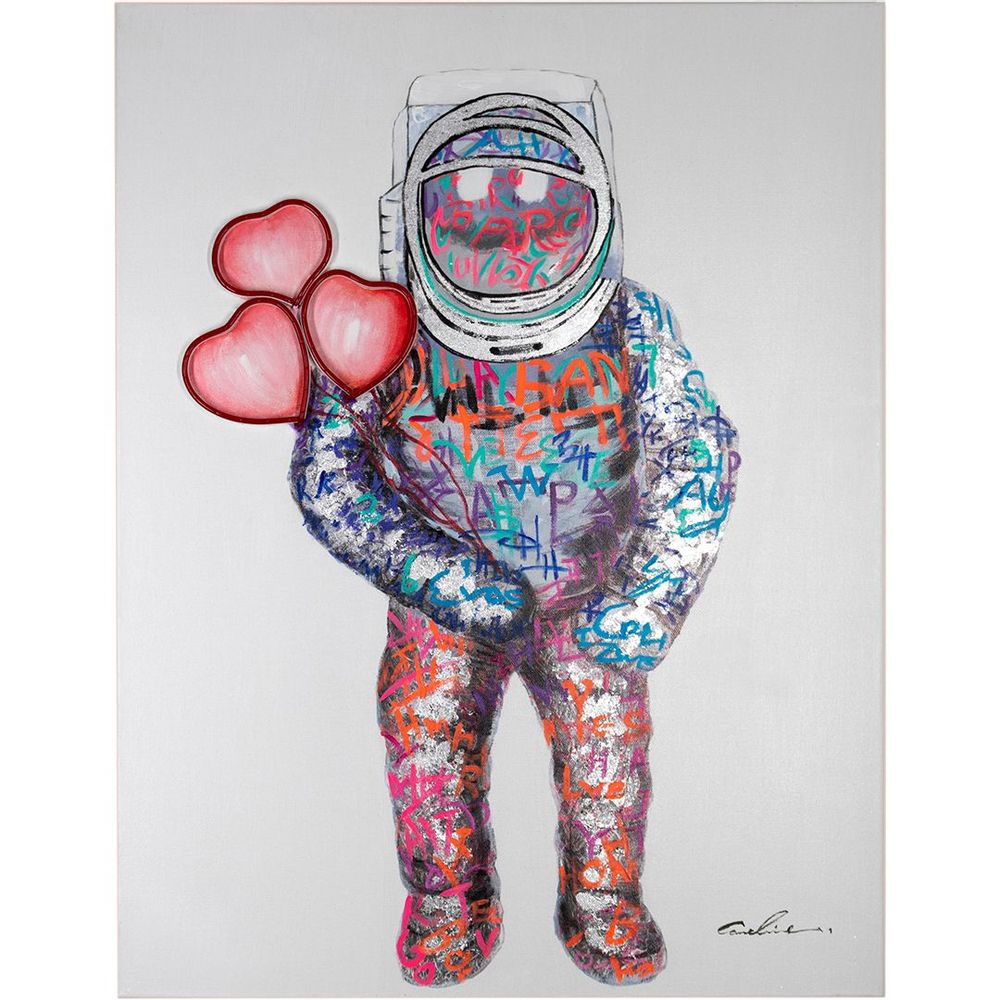 Paintings - 'Spaceman Hearts' Wall Artwork with LED Neon - SMALL - LOCOMOCEAN