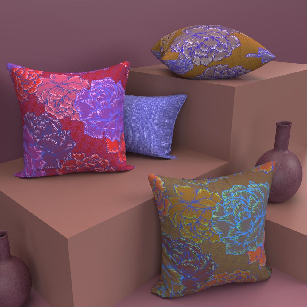 Coussins textile - 3 Housses de coussins BLOOM - Lin/Coton - 40x40 cm / 30x50 cm - L'ATELIER SONIA DAUBRY