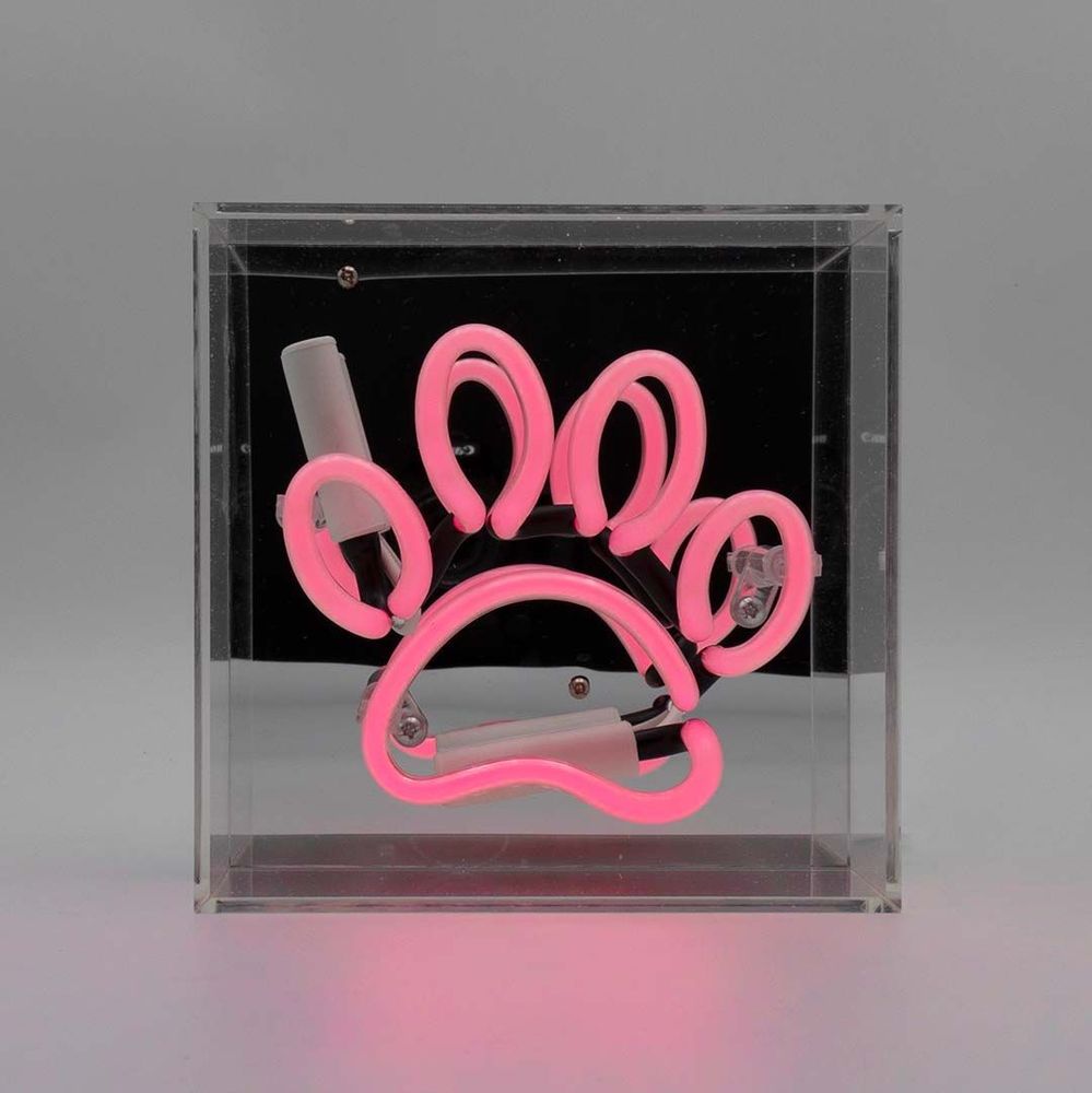Table lamps - 'Paw' Mini Glass Neon Sign - Pink - LOCOMOCEAN