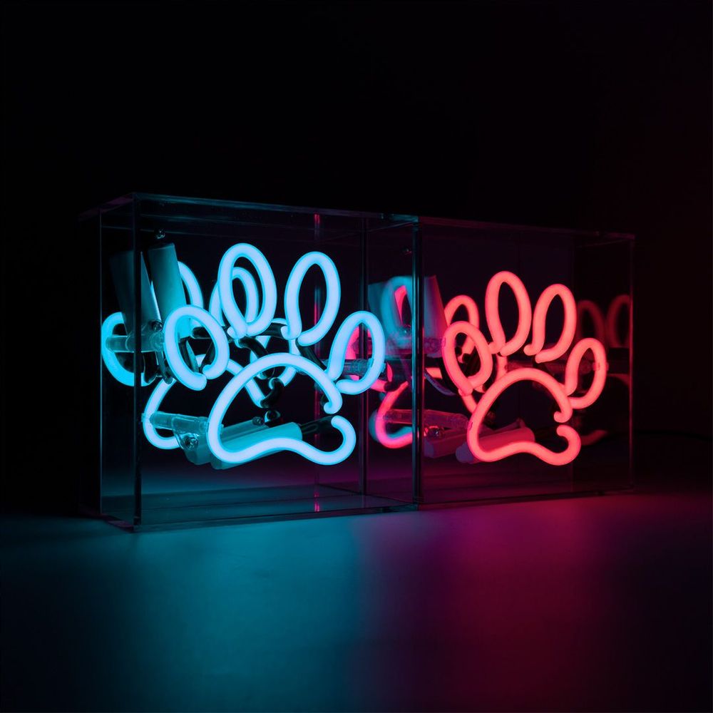 Table lamps - 'Paw' Mini Glass Neon Sign - Pink - LOCOMOCEAN