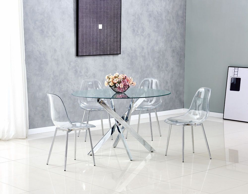 Dining Tables - TABLE REPAS JESSICA RONDE - TRANSPARENTE - EURODESIGN FRANCE