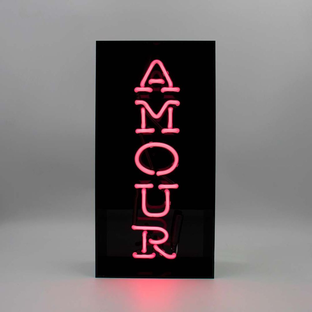 Wall lamps - 'Amour' Glass Neon Sign - Black Acrylic - LOCOMOCEAN