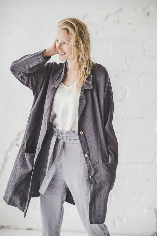 Apparel - Loose Oversized Linen Jacket - EPIC LINEN