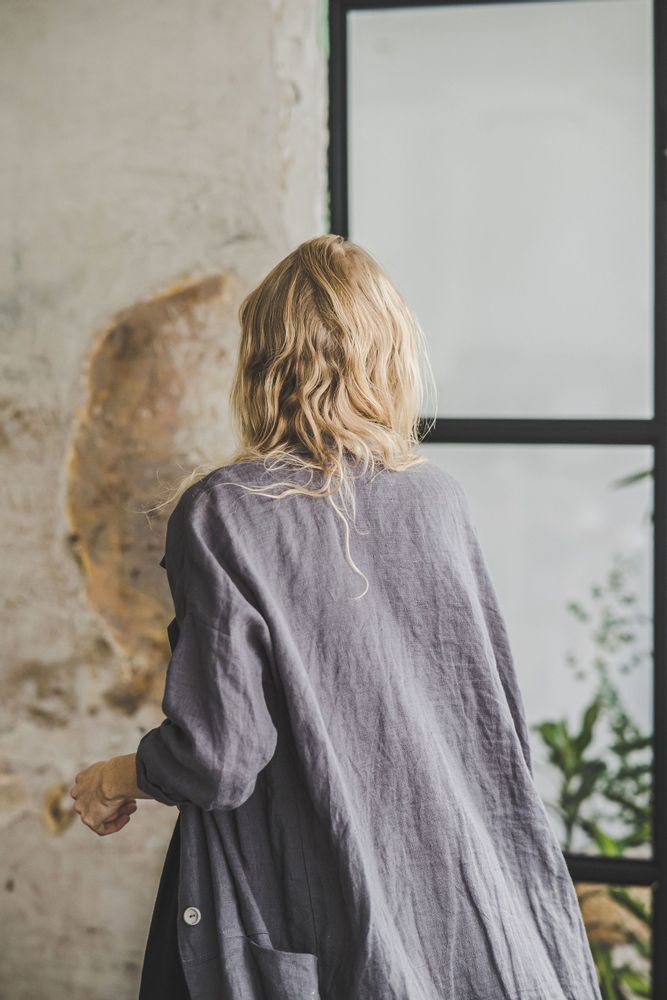 Apparel - Loose Oversized Linen Jacket - EPIC LINEN