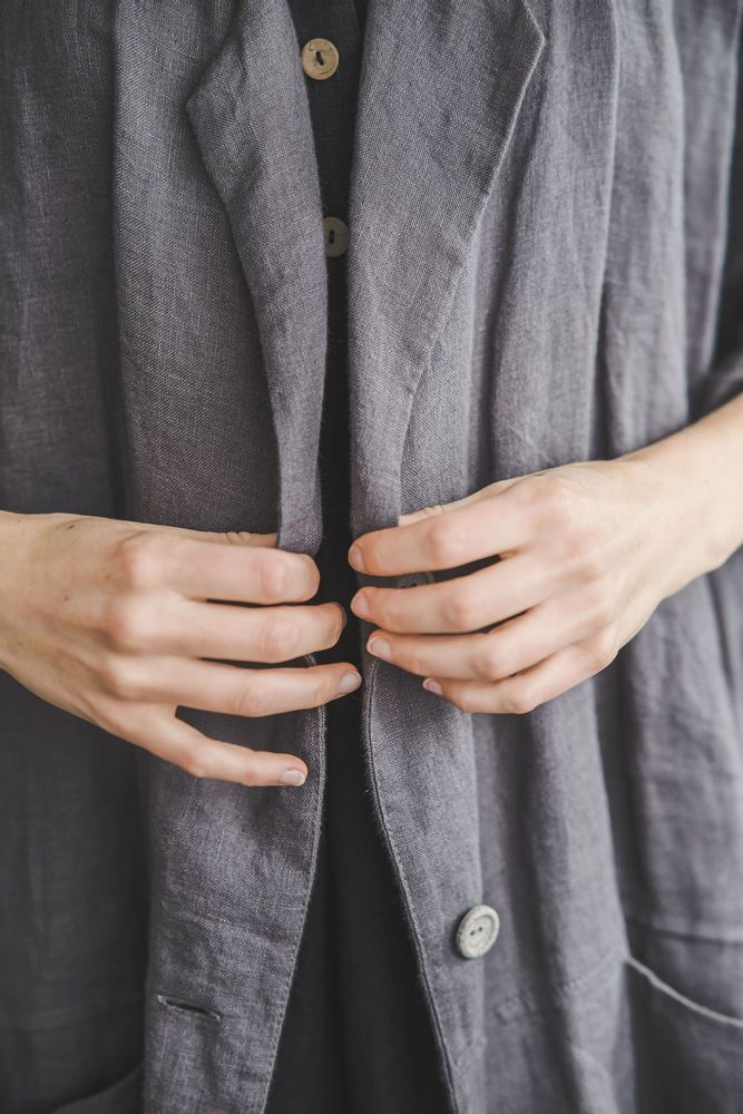 Apparel - Loose Oversized Linen Jacket - EPIC LINEN