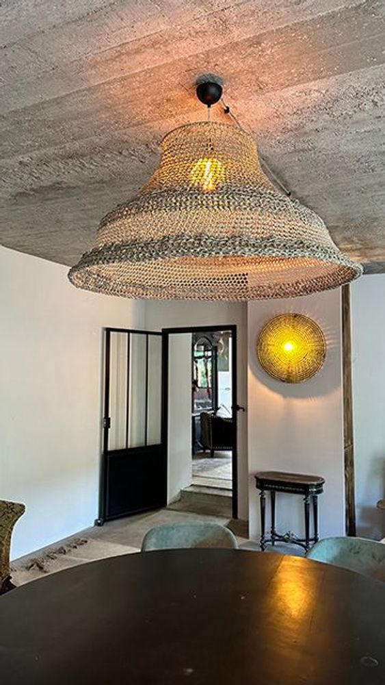 Aménagements pour bureau - Luminaire HELOISE en corde de lin et chanvre livré avec monture électrique - ADELE VAHN