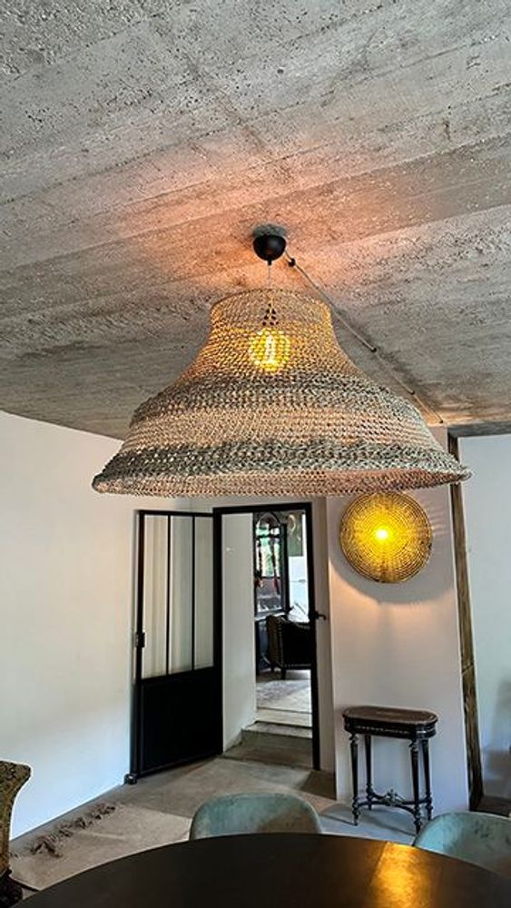 Aménagements pour bureau - Luminaire HELOISE en corde de lin et chanvre livré avec monture électrique - ADELE VAHN